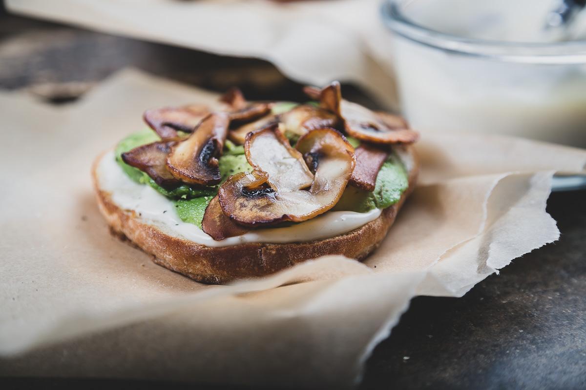 sauteed slices of mushroom on a vegan burger bun | sultryvegan.com