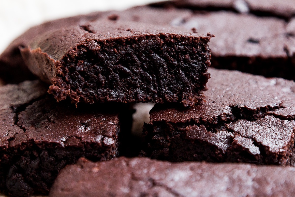 close up of a beetroot brownie pile | sultryvegan.com