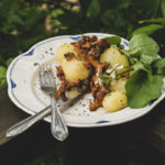 A plate of chanterelles ans summer potatoes.